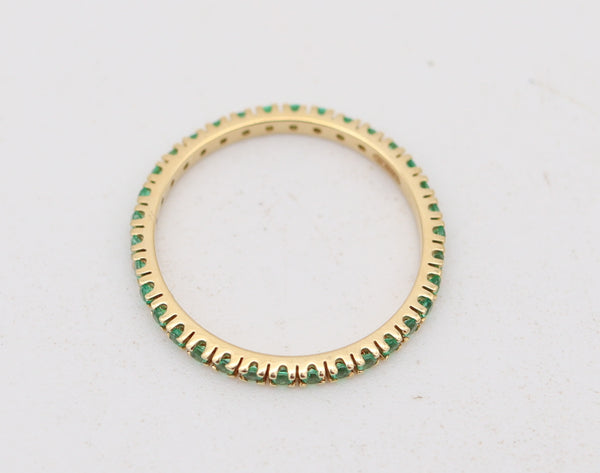 CRIERI Eternity Modern Ring-Band In 18Kt Yellow Gold & 0.75 Cwt Colombian Emeralds