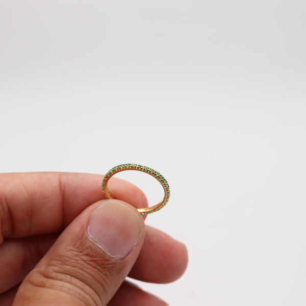 CRIERI Eternity Modern Ring-Band In 18Kt Yellow Gold & 0.75 Cwt Colombian Emeralds
