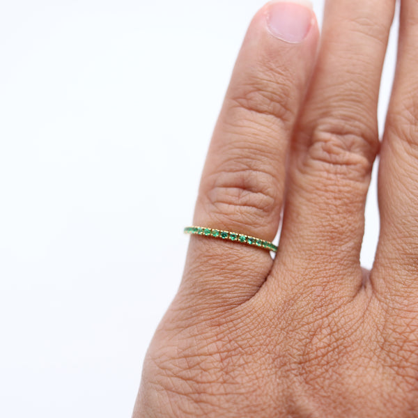 CRIERI Eternity Modern Ring-Band In 18Kt Yellow Gold & 0.75 Cwt Colombian Emeralds