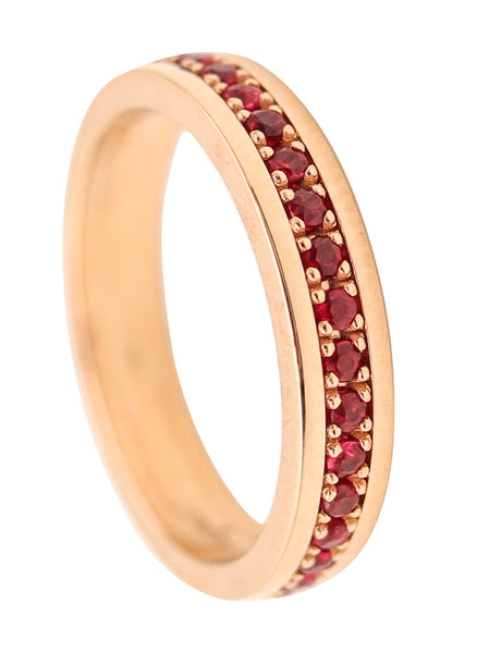 CRIERI Bold Eternity Ring Band In 18Kt Rose Gold With 1.01 Cwt Vivid Red Rubies