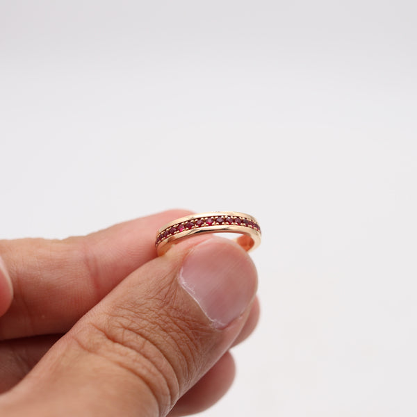 CRIERI Bold Eternity Ring Band In 18Kt Rose Gold With 1.01 Cwt Vivid Red Rubies