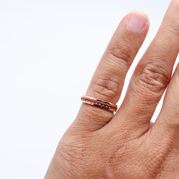 CRIERI Bold Eternity Ring Band In 18Kt Rose Gold With 1.01 Cwt Vivid Red Rubies