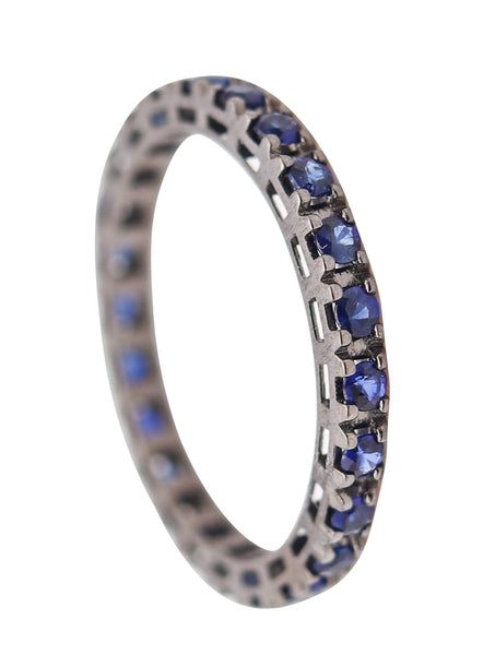 CRIERI Eternity Ring-Band In 18Kt Black Rhodium Gold & 1.30 Cwt Vivid Blue Sapphires