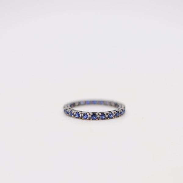 CRIERI Eternity Ring-Band In 18Kt Black Rhodium Gold & 1.30 Cwt Vivid Blue Sapphires