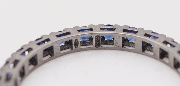 CRIERI Eternity Ring-Band In 18Kt Black Rhodium Gold & 1.30 Cwt Vivid Blue Sapphires