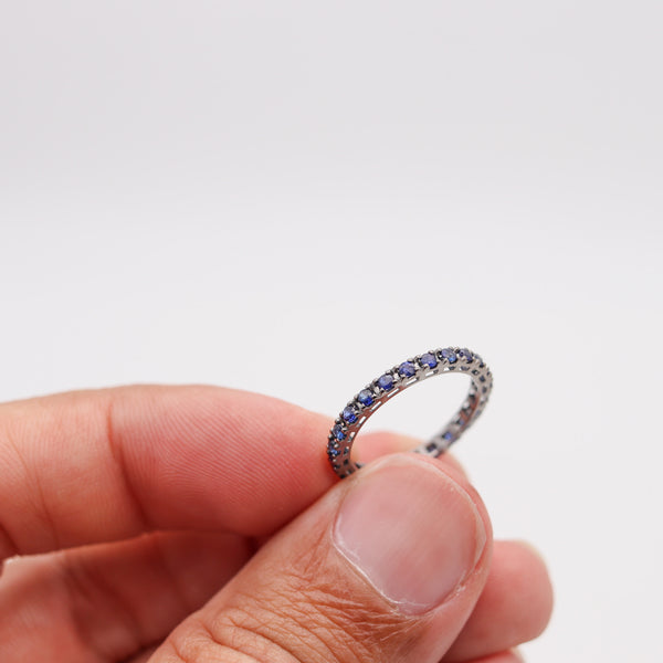 CRIERI Eternity Ring-Band In 18Kt Black Rhodium Gold & 1.30 Cwt Vivid Blue Sapphires
