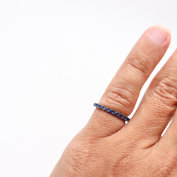 CRIERI Eternity Ring-Band In 18Kt Black Rhodium Gold & 1.30 Cwt Vivid Blue Sapphires