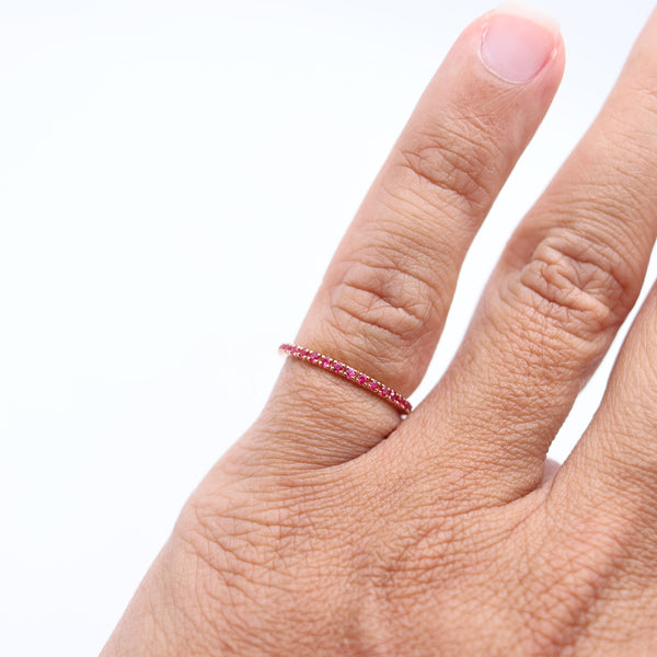 CRIERI Classic Eternity Ring Band In 18Kt Yellow Gold With 1.01 Cwt Red Rubies
