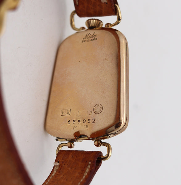 -Bugatti By Mido 1930 Art Deco Radiator Shape Enamel Wrist Watch In 14Kt Yellow Gold