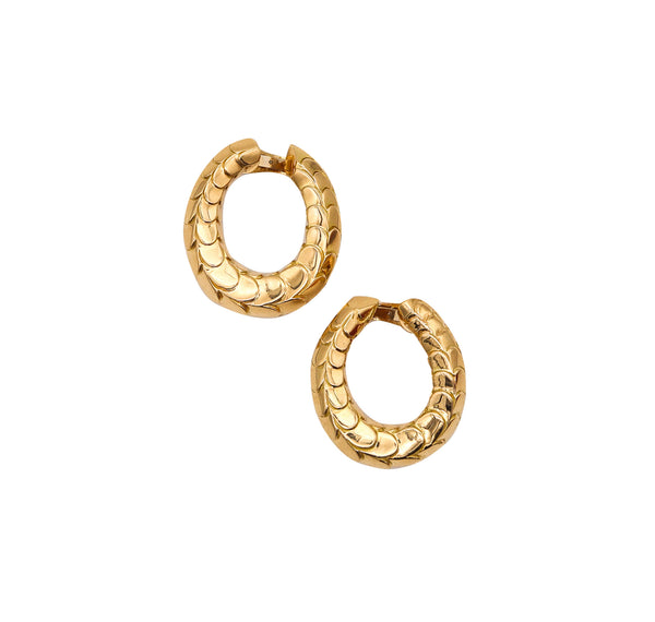 CARTIER Paris Scalloped Large Hoops Earrings In Solid 18Kt Yellow Gold