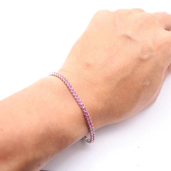 CRIERI Riviera Bracelet In 18Kt White Gold With 3.84 Cwt Vivid Red Rubies