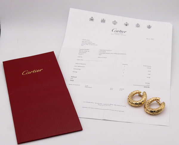 CARTIER Paris Scalloped Large Hoops Earrings In Solid 18Kt Yellow Gold