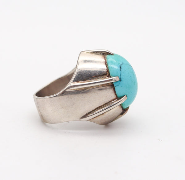 JENS TAGE HANSEN Modernism 1970 Modernist Ring in Sterling With Turquoise