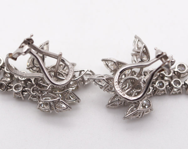 SOUTH-SEAS PEARLS Platinum Dangle Cluster Earrings With 13.60 Ctw VS Diamonds