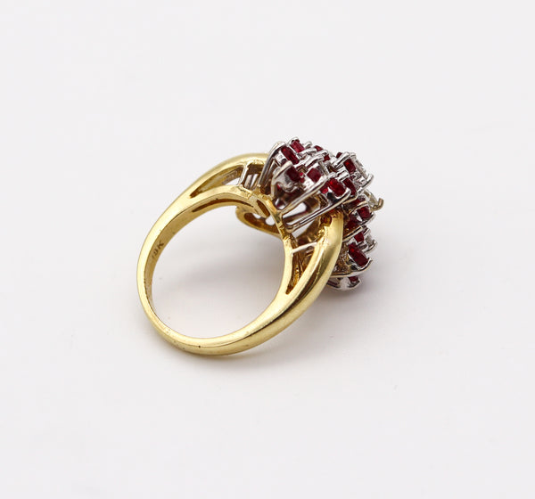 OSCAR HEYMAN Cluster Cocktail Ring In 18Kt Gold With 3.36 Ctw In Diamonds & Rubies