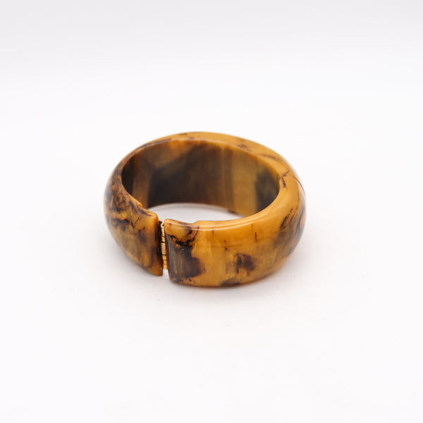 -Royal Dynasty Vintage 1930 Butterscotch Bakelite Catalin Clamper Watch Bracelet
