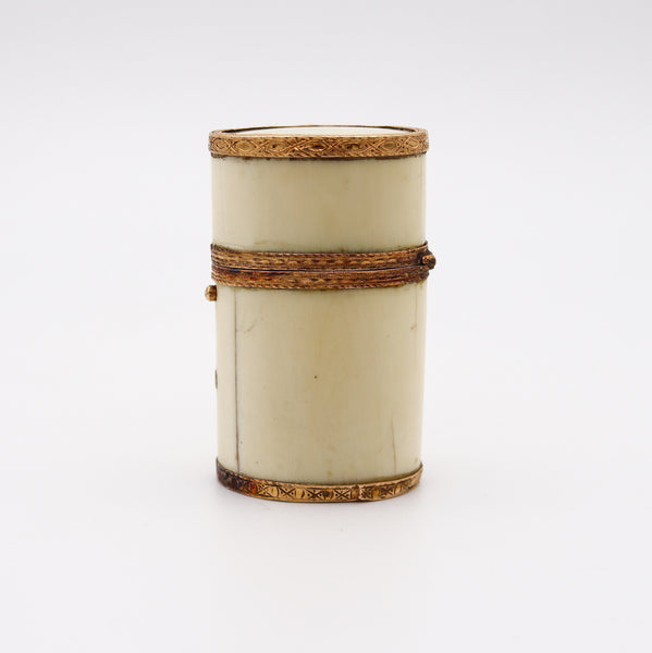 FRENCH 18th Century Perfumed Scents Necessaire Box In 18Kt Yellow Gold And Ivory