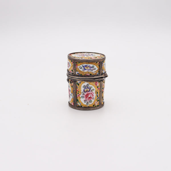 French 1790 Louis XVI Enameled Perfume Scent Box In Sterling and Gilt