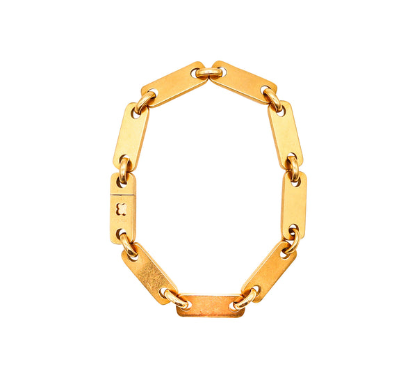 CARTIER 1970 Figaro-Plaquette Unisex Bracelet In Solid 18Kt Yellow Gold