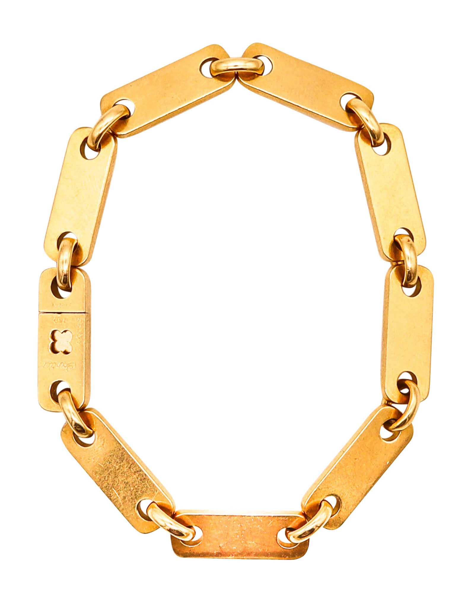 CARTIER 1970 Figaro-Plaquette Unisex Bracelet In Solid 18Kt Yellow Gold