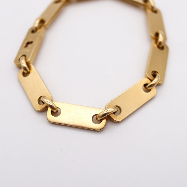 CARTIER 1970 Figaro-Plaquette Unisex Bracelet In Solid 18Kt Yellow Gold