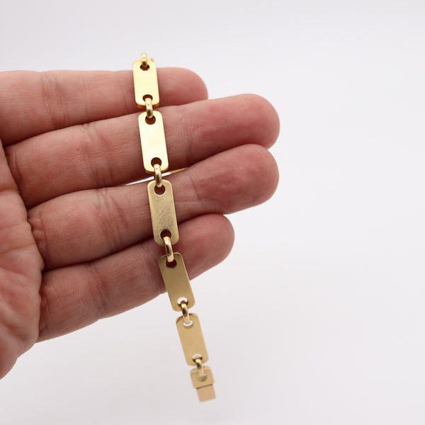 CARTIER 1970 Figaro-Plaquette Unisex Bracelet In Solid 18Kt Yellow Gold