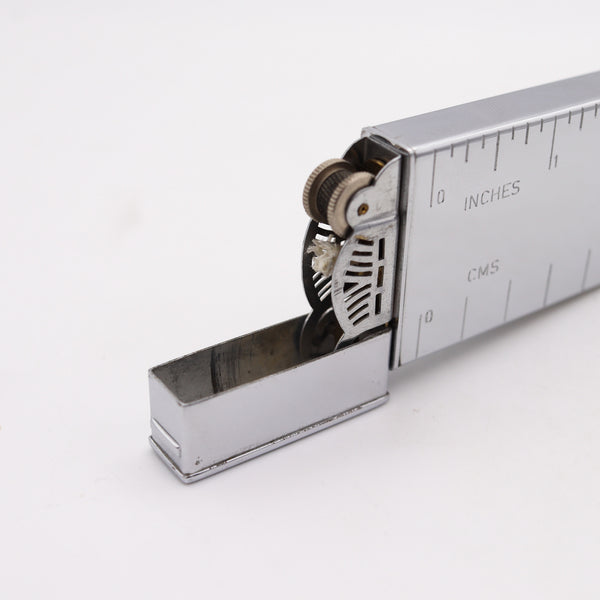 -Alfred Dunhill 1950 West Germany Desk Petrol Mechanical Lighter 12 Inches Ruler In Chrome