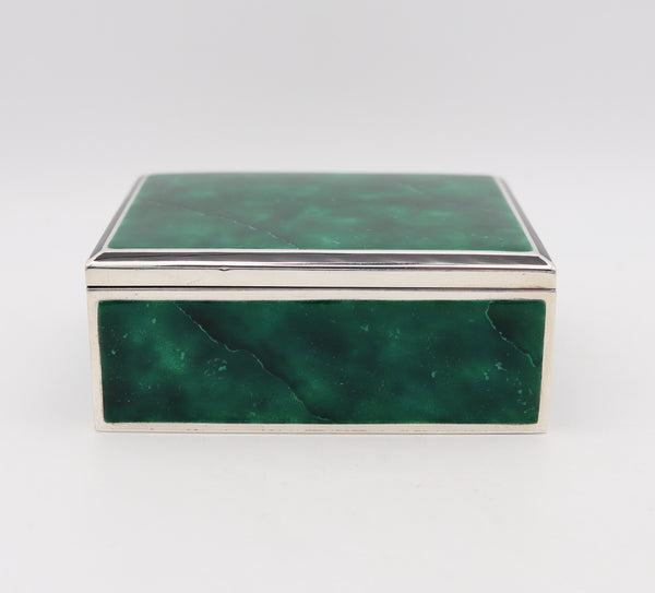 -Louis Kuppenheim 1925 Trompe L'œil Malachite Enameled Box In .935 Sterling Silver