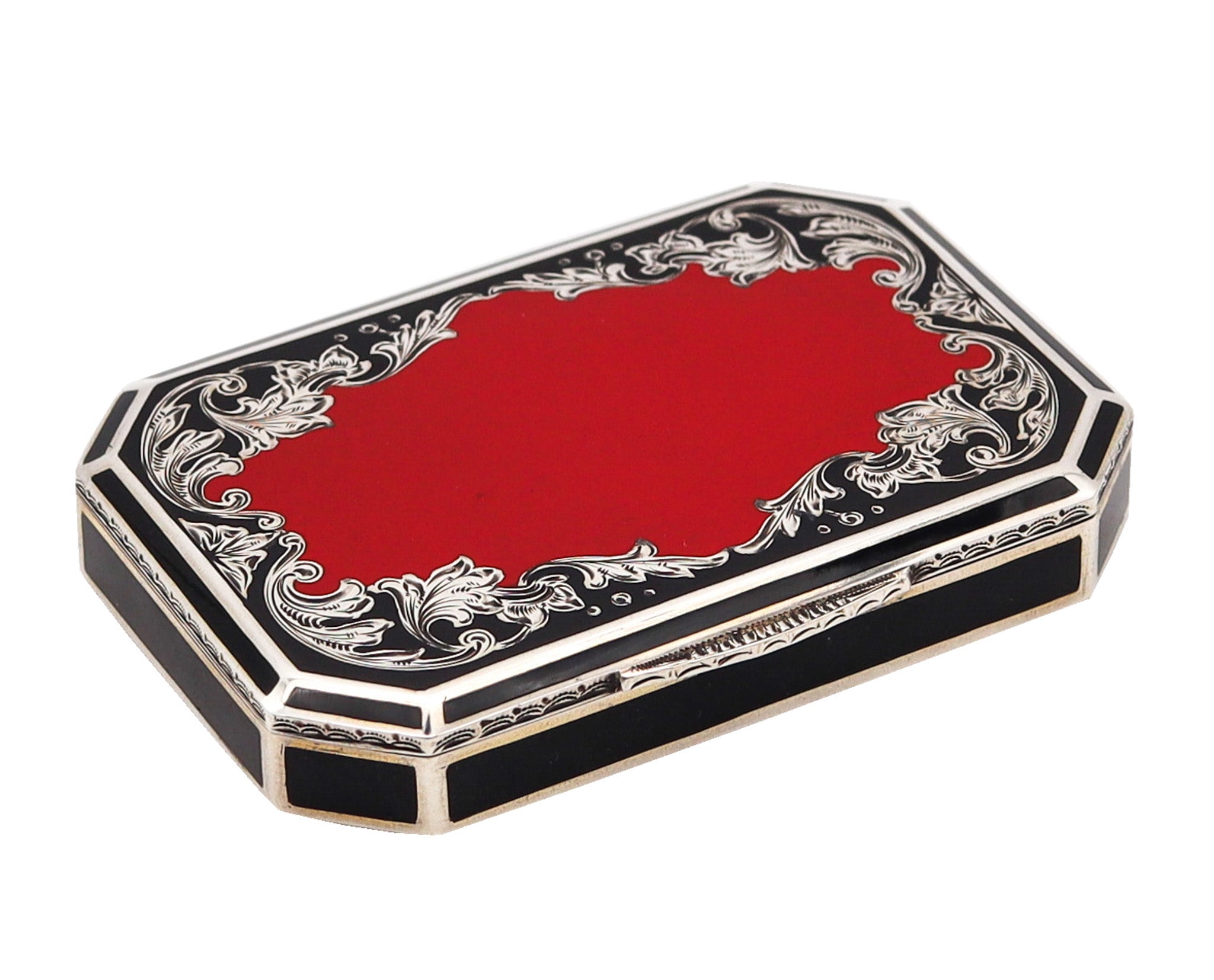 -Leonhard Anzenhofer 1915 Austrian Art Deco Enameled Snuff Pill Box In .935 Sterling Silver