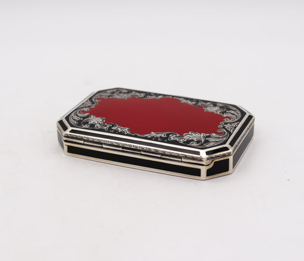 -Leonhard Anzenhofer 1915 Austrian Art Deco Enameled Snuff Pill Box In .935 Sterling Silver