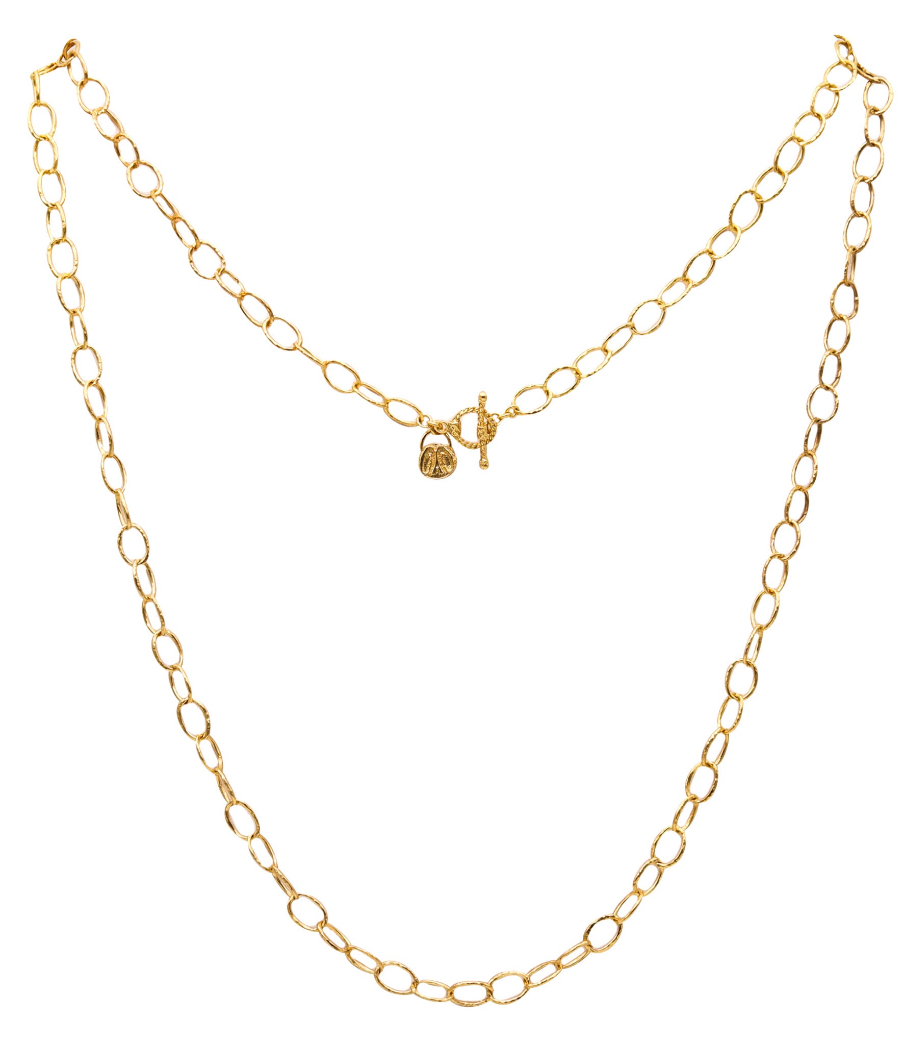 EMILY ARMENTA Naïve Hammered Links Long Chain In 18Kt Yellow Gold