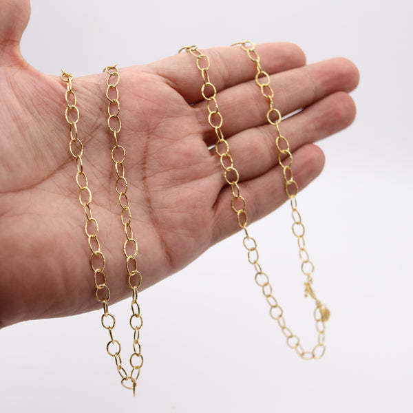 EMILY ARMENTA Naïve Hammered Links Long Chain In 18Kt Yellow Gold