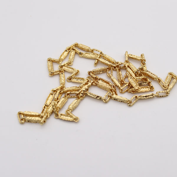 BRUTALIST 1970 Artistic Textured Long Chain In 14Kt Yellow gold