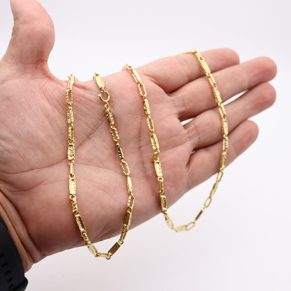 BRUTALIST 1970 Artistic Textured Long Chain In 14Kt Yellow gold