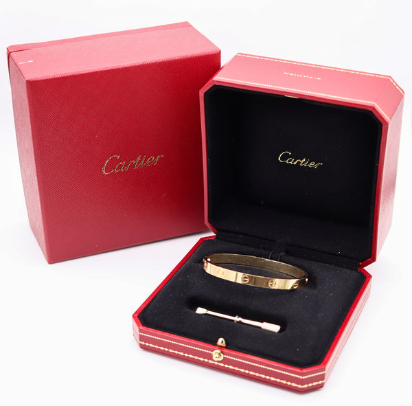 CARTIER Paris Genuine Love Bracelet in 18Kt Yellow Gold Size 19 In Cartier Box