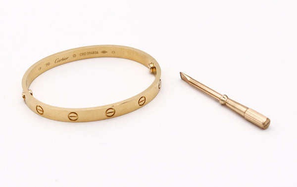 CARTIER Paris Genuine Love Bracelet in 18Kt Yellow Gold Size 19 In Cartier Box