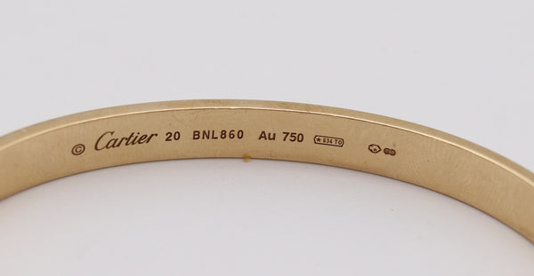 CARTIER Paris Genuine Love Bracelet in 18Kt Yellow Gold Size 20 In Cartier Box.