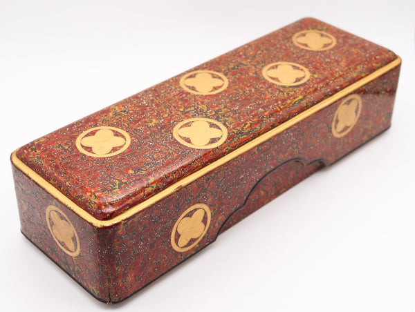 JAPAN 1900 Meiji Period Fubako Box In Hiramaki-e Lacquered Wood With Gilding
