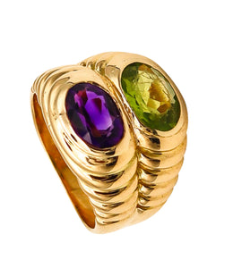 -Bvlgari Roma Doppio Ring In 18Kt Yellow Gold With Tourmaline And Amethyst