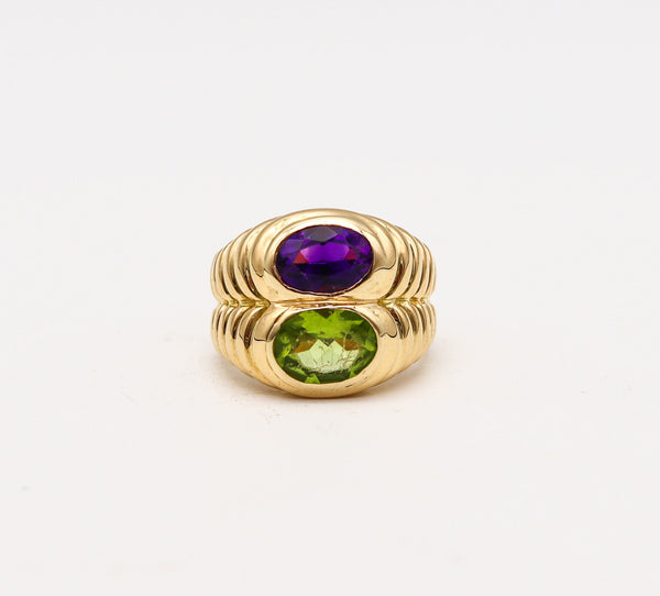 -Bvlgari Roma Doppio Ring In 18Kt Yellow Gold With Tourmaline And Amethyst