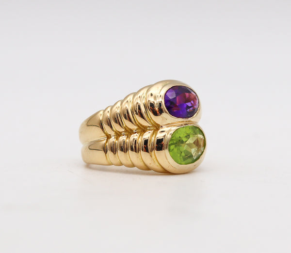 -Bvlgari Roma Doppio Ring In 18Kt Yellow Gold With Tourmaline And Amethyst