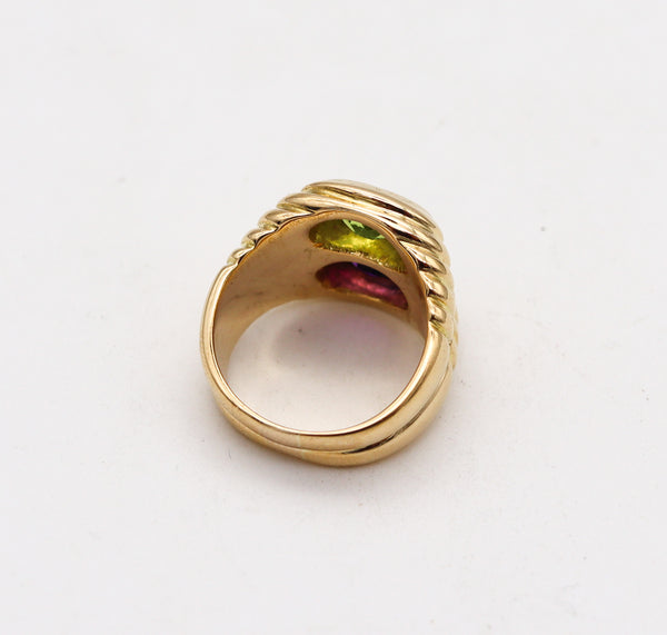 -Bvlgari Roma Doppio Ring In 18Kt Yellow Gold With Tourmaline And Amethyst