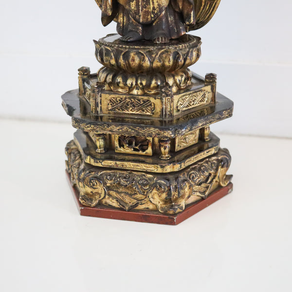 JAPAN Edo Period 1750 Amida Nyorai Buddha Sculpture In Gilt Carved Wood