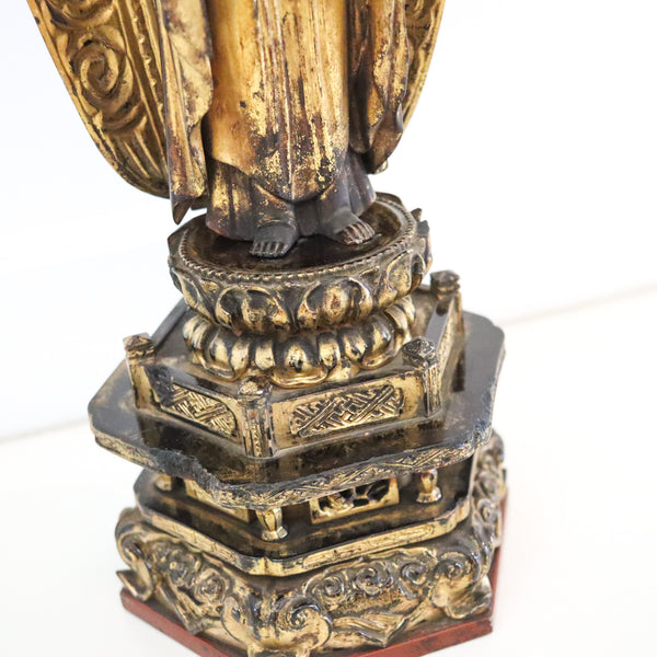JAPAN Edo Period 1750 Amida Nyorai Buddha Sculpture In Gilt Carved Wood