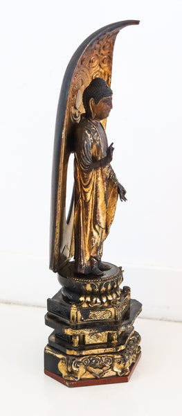 JAPAN Edo Period 1750 Amida Nyorai Buddha Sculpture In Gilt Carved Wood