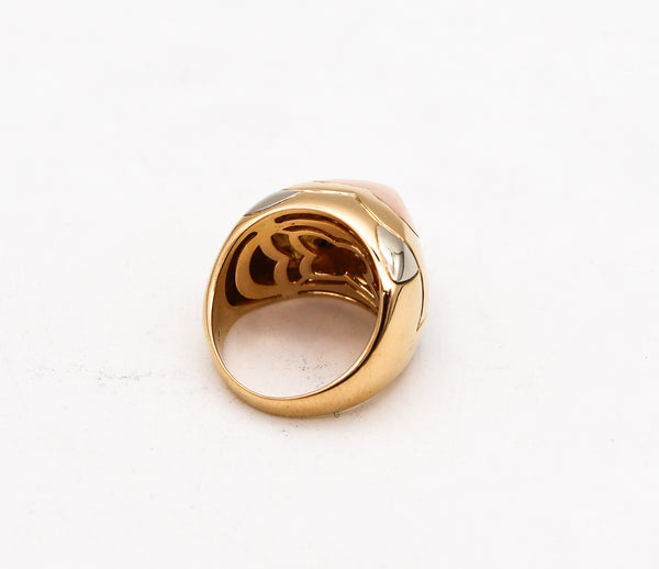 -Bvlgari Roma Vintage Pyramid Multi Tone Cocktail Ring In Solid 18Kt Gold