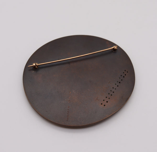-Thomas Gentille 1970 Ovoid Convex 1 Pendant Brooch In Bronze And 18kt Gold