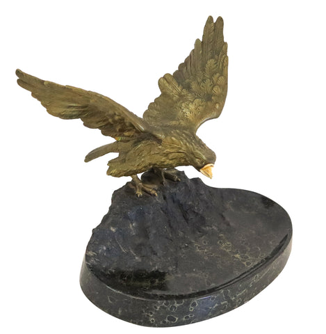 AMERICANA 1890 Sculptural Eagle Desk Tray in Gilt Bronze And Black Marble
