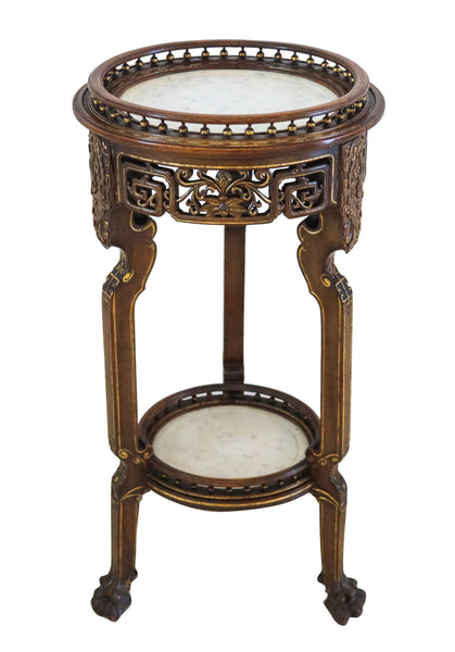 GABRIEL VIARDOT 1900 Japonisme Two Tiers Pedestal In Gilt Walnut & Marble