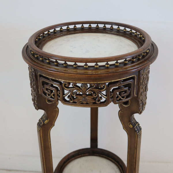 GABRIEL VIARDOT 1900 Japonisme Two Tiers Pedestal In Gilt Walnut & Marble